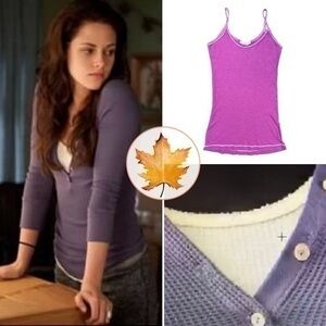 Sparkle • Waffle Knit Cami Tank Top Raspberry Pink M ASO Bella Swan Alt